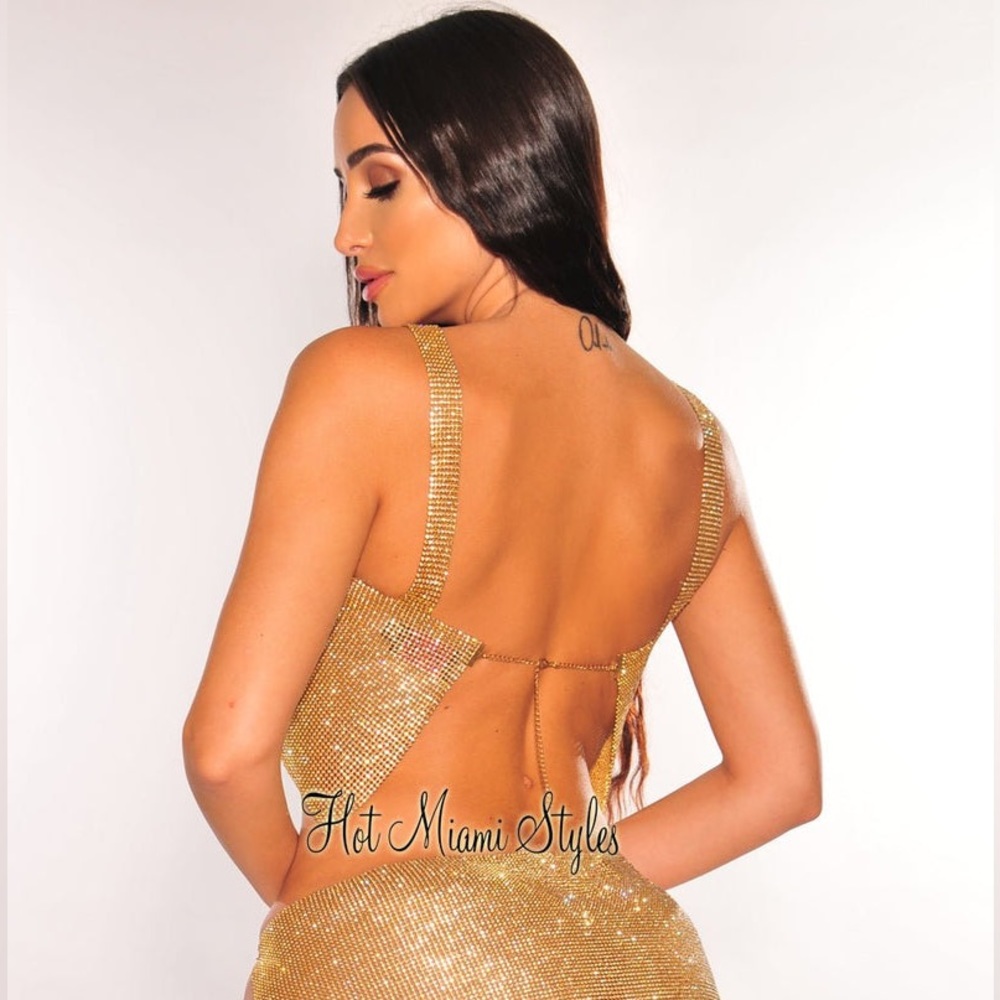 Gold Rhinestone Crop Top - Picture 2 of 7